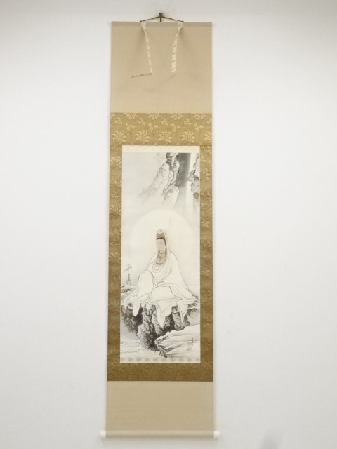 JAPANESE HANGING SCROLL / PRINTED / YORYU KANNON / GYOKUDO KAWAI